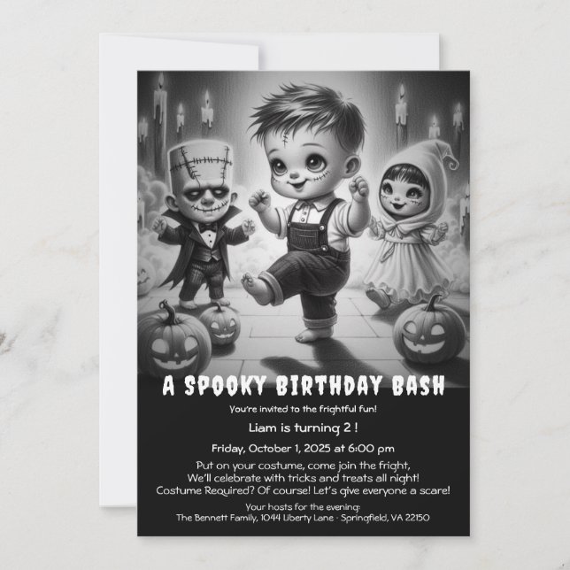 Costume d'Halloween éffrayant Invitation de fête d (Devant)