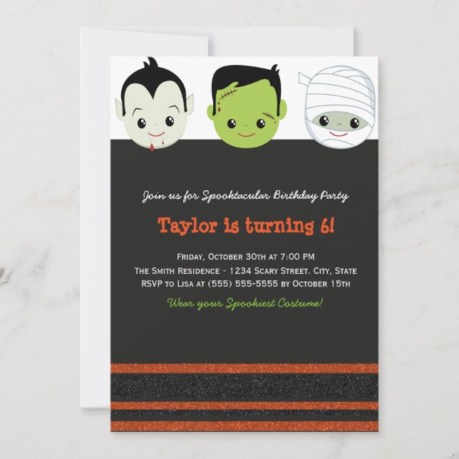 Costume enfant Halloween Anniversaire Invitation V (Devant)