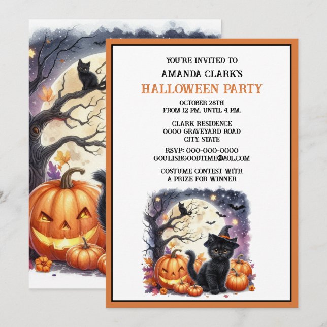 Costume Enfants Cute Halloween Invitation de fête  (Devant / Derrière)