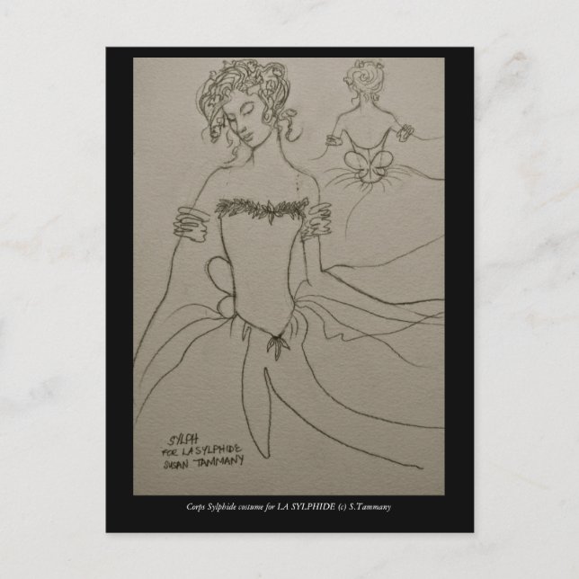 Costume for corps Sylphide in LA SYLPHIDE ballet Postcard (Front)