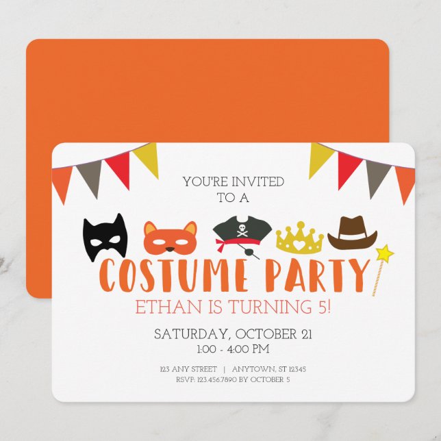 Costume Halloween Anniversaire Fête Invitation (Devant / Derrière)