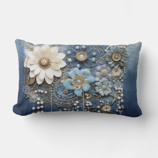 Costume jewellery on Blue Denim Lumbar Pillow