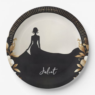 Costume Men Tuxedo Bold Black Tie Bridal Shower Paper Plate