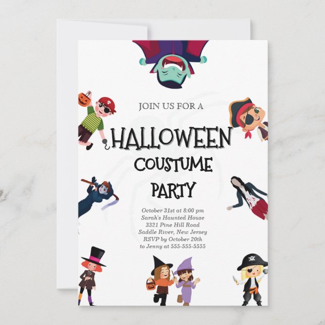 Costume mignon Invitation de la fête d'Halloween (Devant)