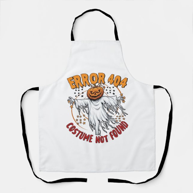 Costume Not Found Halloween Pumpkin Ghost_1 Apron (Front)