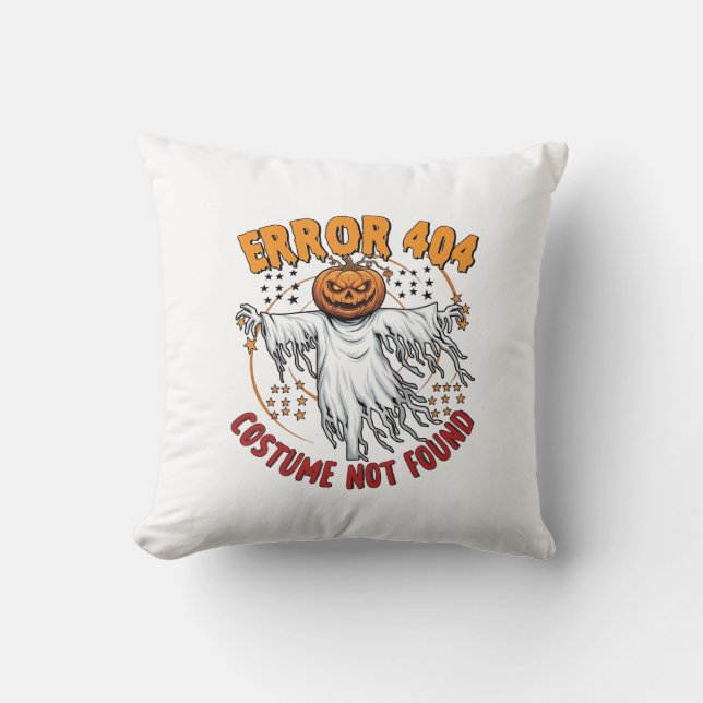 Costume Not Found Halloween Pumpkin Ghost_1 Throw Pillow (Front)