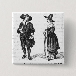 Costume of the Pilgrims 2 Inch Square Button