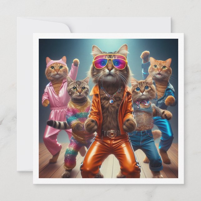 Costume party, Disco dance party, cat  Invitation (Front)