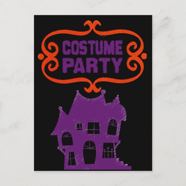 COSTUME PARTY HAUNTED HOUSE INVITE POSTCARD (Front)
