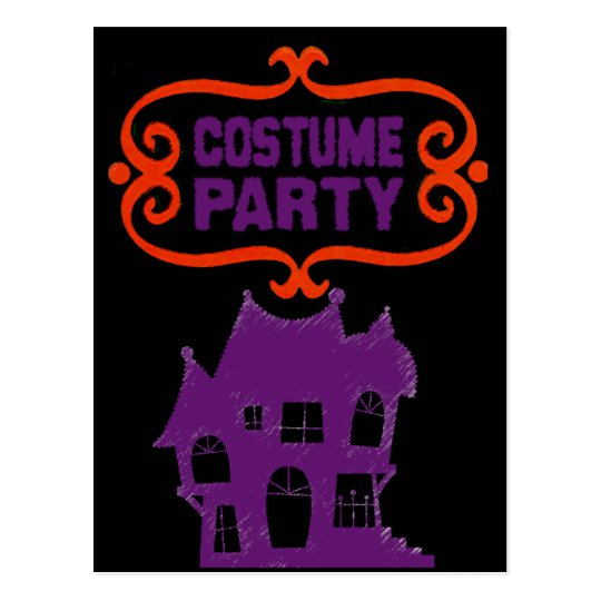 COSTUME PARTY HAUNTED HOUSE INVITE POSTCARD