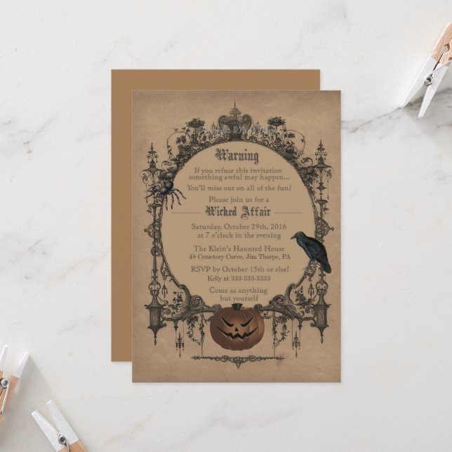 costume pour adultes invitation halloween (Devant/Arrière en situation)