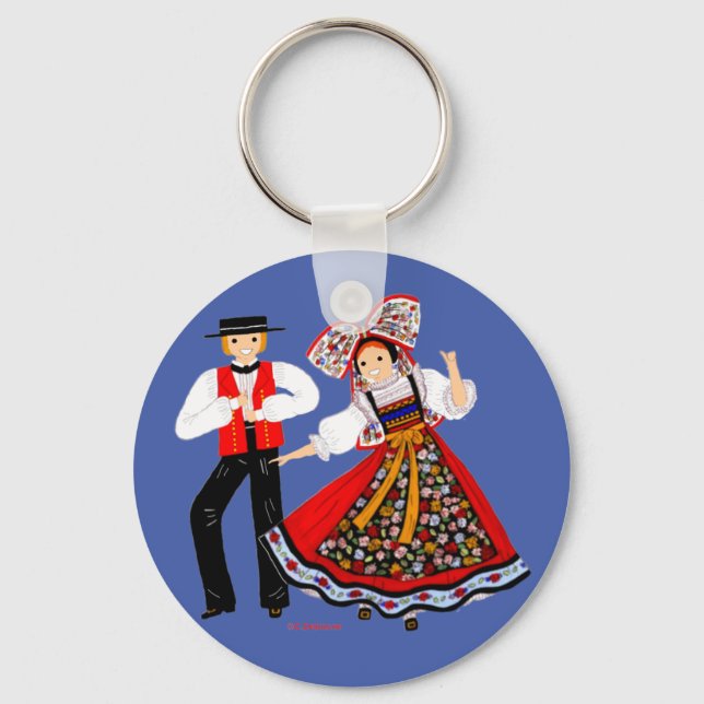 Costume traditionnel d'Alsace, France Keychain (Front)