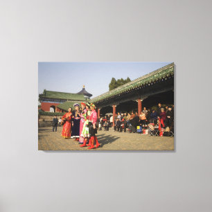 Costumed amateur folk dancers entertain canvas print