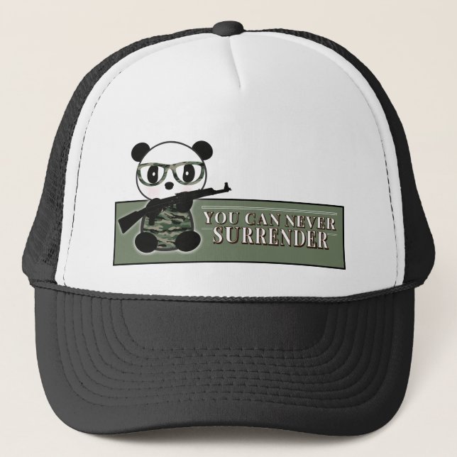 Costumed Camo Panda Bear - Military Panda Bear Trucker Hat (Front)