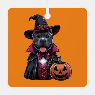 Costumed Pitbull Halloween Metal Ornament