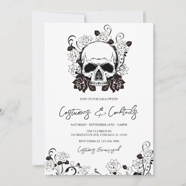 Costumes and Cocktails Adult Halloween Invitation (Front)