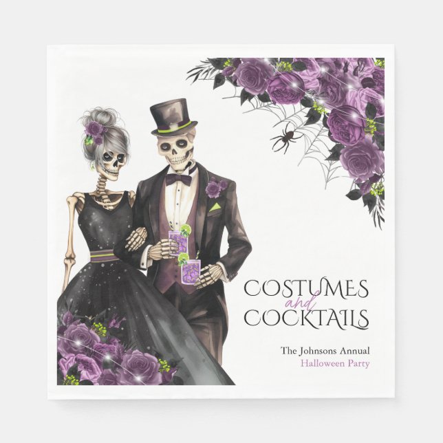 Costumes and Cocktails Adult Halloween Party Napkin (Front)