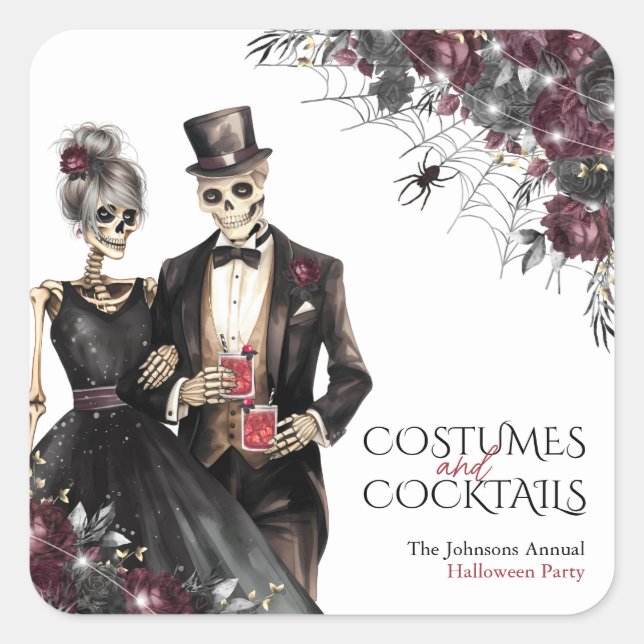 Costumes and Cocktails Adult Halloween Party Square Sticker (Front)