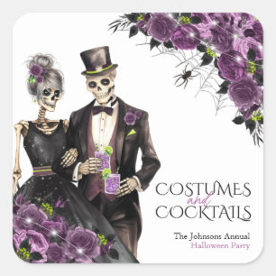 Costumes and Cocktails Adult Halloween Party Square Sticker