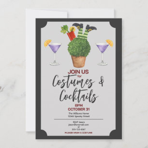 Costumes and Cocktails Funny Halloween Party Invitation