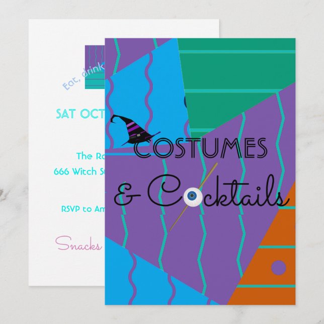 Costumes and Cocktails Halloween Party Invitation (Front/Back)