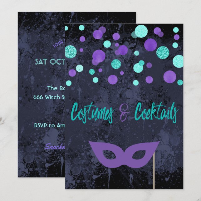 Costumes and Cocktails Halloween Party Invitation (Front/Back)