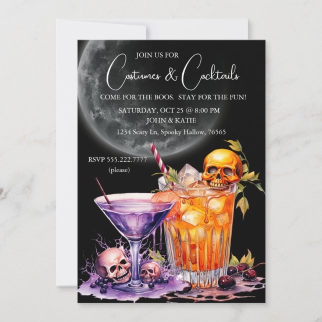 Costumes & Cocktails Halloween Invitation (Front)