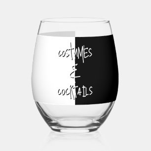 Costumes Cocktails Halloween Party Black White Stemless Wine Glass