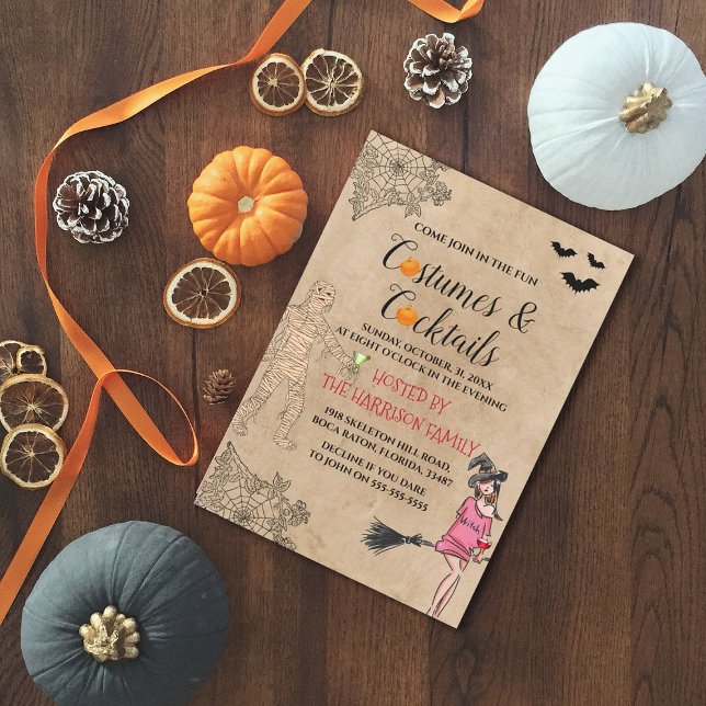 Costumes et cocktails de Fille Invitation Hallowee (Créateur téléchargé)