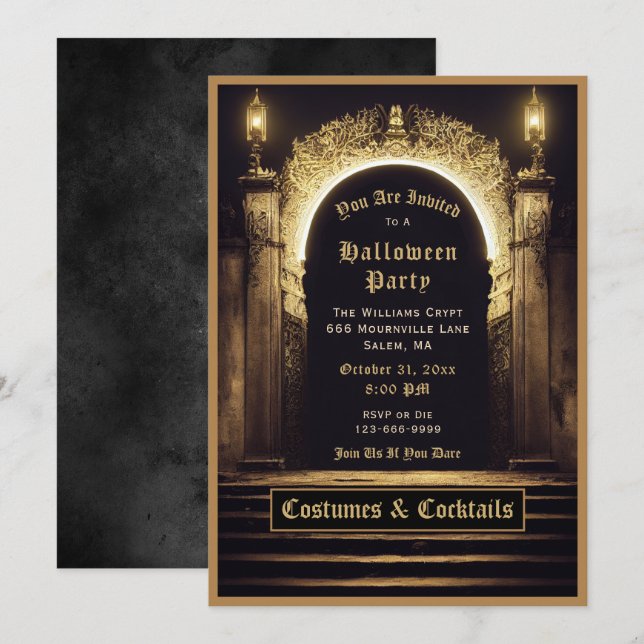 Costumes et cocktails gothiques Invitation Hallowe (Devant / Derrière)