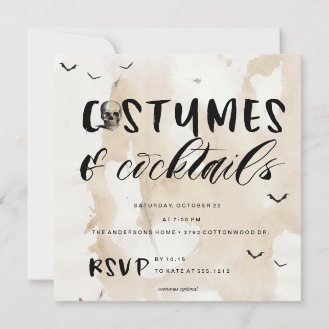 COSTUMES ET COCKTAILS HALLOWEEN FÊTE INVITATION (Devant)