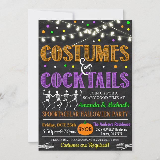 Costumes Et Cocktails Invitation Halloween (Devant)