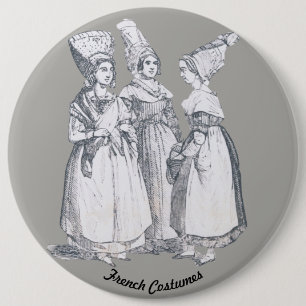 ~ COSTUMES ~ French Peasants ~ Marseilles ~ 1850s 6 Inch Round Button