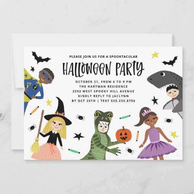 Costumes mignons Invitation de fête d'Halloween mo (Devant)