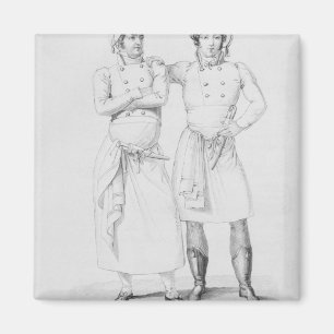 Costumes of cooks from different eras magnet