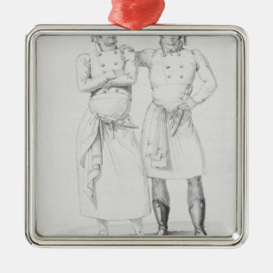 Costumes of cooks from different eras metal ornament