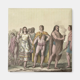 Costumes of the Mexicans (colour engraving) Magnet