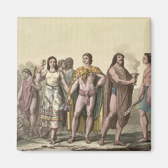 Costumes of the Mexicans (colour engraving) Magnet (Front)