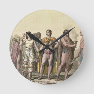 Costumes of the Mexicans (colour engraving) Round Clock
