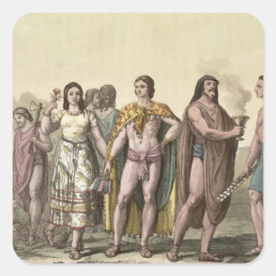 Costumes of the Mexicans (colour engraving) Square Sticker