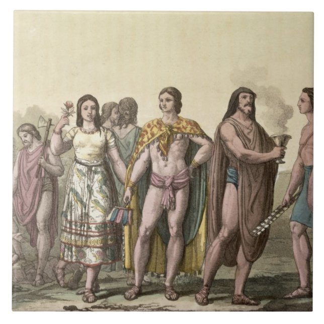 Costumes of the Mexicans (colour engraving) Tile (Front)