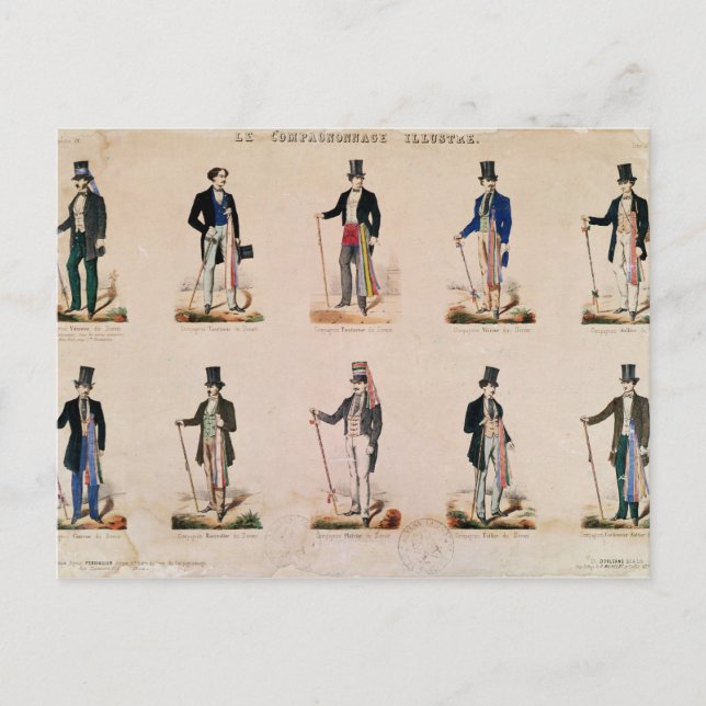 Costumes of various professions postcard (Front)