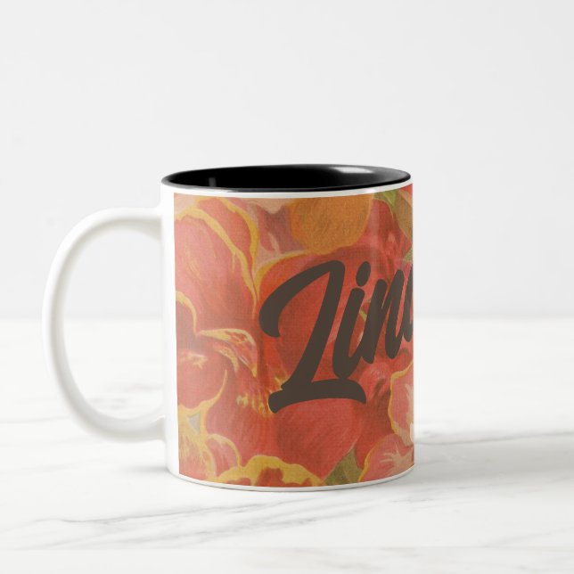 costumisable floral roses garden flower  Two-Tone coffee mug (Left)