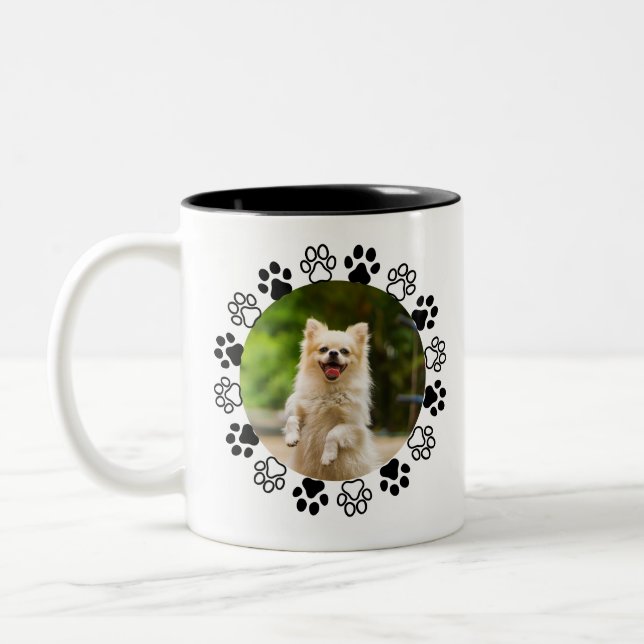 Costumizable dog portrait canine  Two-Tone coffee mug (Left)