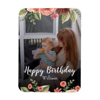 Costumize Photo Personalized Script Birthday Magnet
