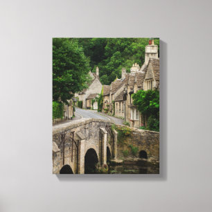 Costwolds town Castle Combe vertical canvas print