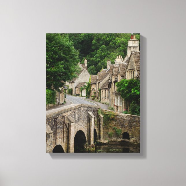 Costwolds town Castle Combe vertical canvas print (Front)