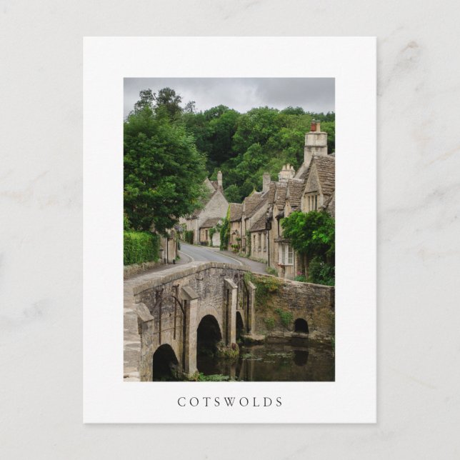 Costwolds ville Castle Combe blanc texte carte pos (Devant)