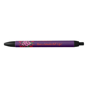 Cosy bright floral black ink pen