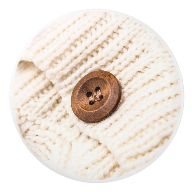 Cosy câble tricot bouton crème brun rustique (Devant)